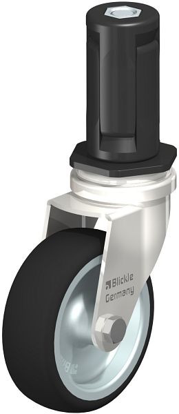 Blickle LRXA-PATH 75G-EXR04 Edelstahl-Apparate-Lenkrolle mit Expander, Thermoplastisches Polyurethan, Grau, 853359