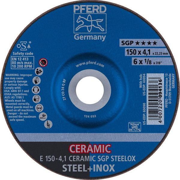 Pferd Schruppscheibe E 150-4,1 CERAMIC SGP STEELOX, VE: 10 Stück, 62100150