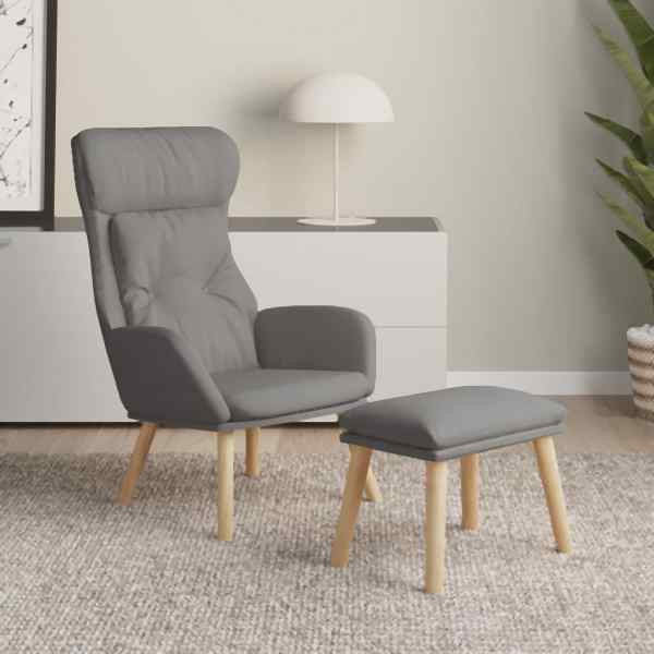 vidaXL Relaxsessel mit Hocker Hellgrau Stoff, Füllung: Schaumstoff, 3097750