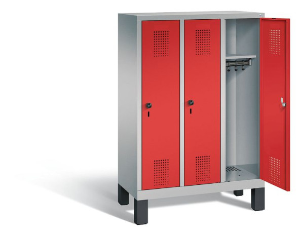 C+P Kindergarten-Spind Evolo, H1350xB900xT300mm, Farbe: Weißaluminium / feuerrot, 480103-30 S10046