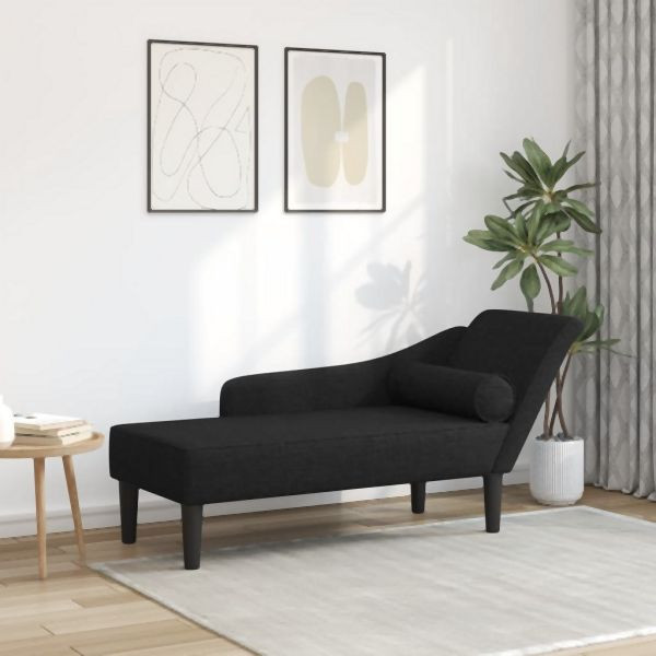 vidaXL Chaiselongue mit Kissen Schwarz Stoff, Komfort, 4007598