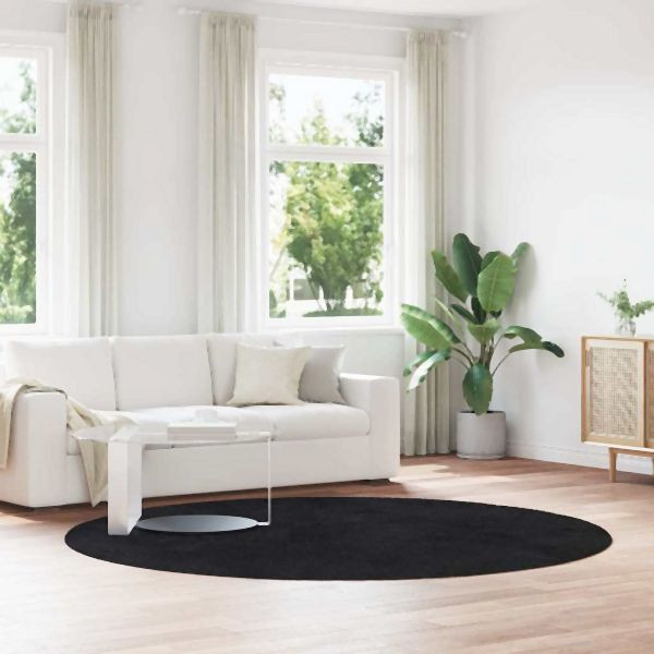 vidaXL Teppich Shaggy Hochflor NAVARRA Schwarz 240x240 cm Polyester, 4102926