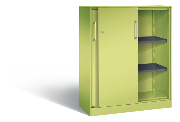 C+P Schiebetürenschrank Asisto, H1310xB1000xT435mm, Farbe: Viridingrün / Viridingrün, Bügelgriff, 3 OH, 142032-000 S10131