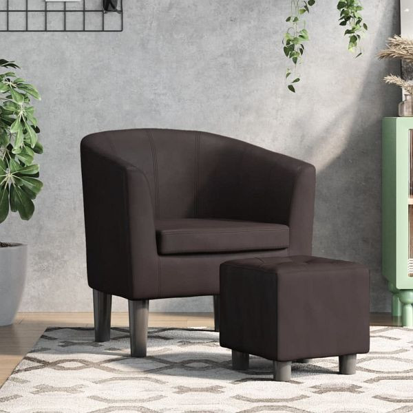 vidaXL Clubsessel mit Fußhocker Braun Kunstleder, 356493