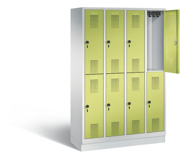 C+P Spind doppelstöckig Evolo, H1800xB1190xT500mm, Farbe: Lichtgrau / Viridingrün, 48320-40 S10515