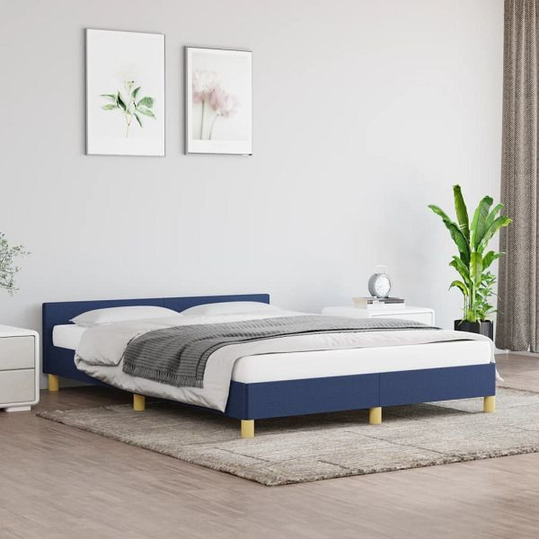 vidaXL Bettgestell mit Kopfteil Blau 140x190 cm Stoff, 347413