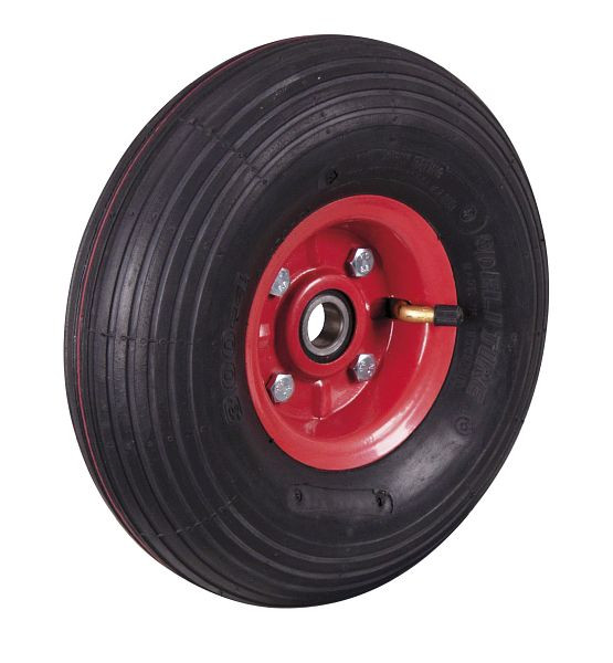 VARIOfit Luftrad mit Rillenprofil, 260 x 85 mm, schwarz, auf Stahlfelge, feuerrot, lug-260.008