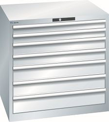 LISTA Schubladenschrank 45x36E (BxTxH) 870x725x850mm AUTO Lock, Lichtgrau, 7 Schubladen, Fronthöhen: 75-150mm, Traglast Schubladen: 75kg, 78.690.020.A