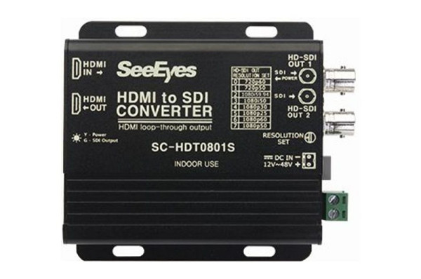 SeeEyes Medienkonverter, HDMI nach HD-SDI, 1 IN, 3 OUT, Full HD 1,5/3G, 12VDC, SC-HDT0801S
