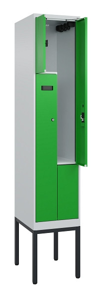C+P Z-Spind Evolo PLUS, Gestell, 2 Fächer, 2120x400x500mm, 7035/6037, Zylinderschloss, 0490337-122 S10035