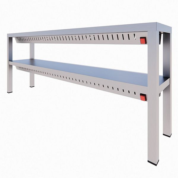 Gastro-Inox Beheizte Doppel Etagere aus Edelstahl, 1200(L)x300(T)x650(H)mm, 303.341