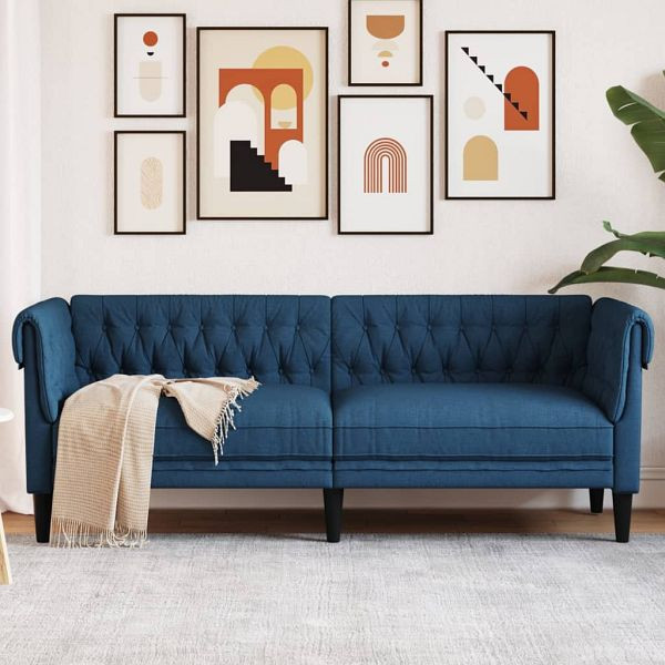 vidaXL Chesterfield-Sofa 3-Sitzer Blau Stoff, 372562, 8721012399488
