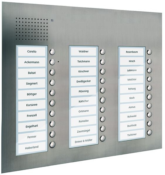 TCS Audio Außenstation Serie PUK 30 Klingeltasten (rechtsbündig), 3-spaltig, UP Edelstahl, PUK30/3-ES