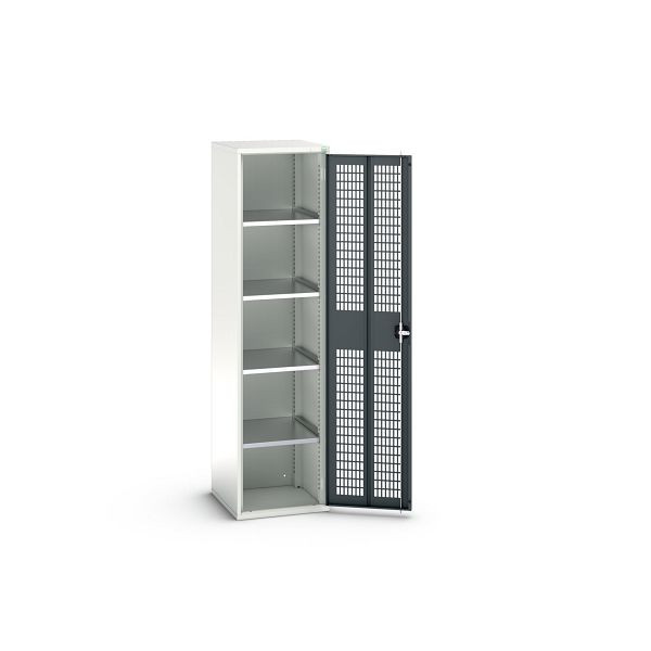 bott verso Flügeltürschrank mit Belüftung, mit 4 Fachböden, BxTxH: 525 x 550 x 2000 mm, Lichtgrau / Anthrazitgrau, 16926723.19