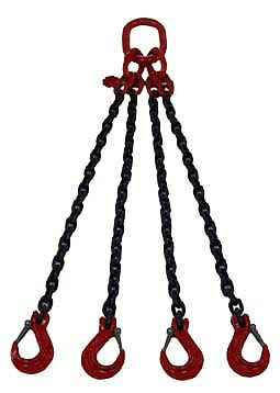 SHT 4-strang Anschlagkette, 5m, 17000 kg, Gabelkopfhaken (standard), mit Verkürzer, 73740016-5m