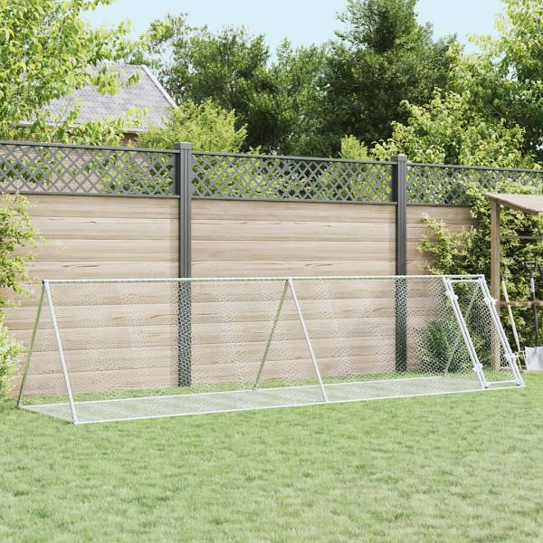 vidaXL Kaninchenkäfig Silbern 400x105x91 cm Verzinkter Stahl, 3281531