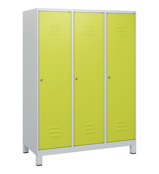 C+P Umkleidespind Classic PLUS, Füße, 3 Abteile, 1630x1200x500mm, 7035/0024, Zylinderschlösser, 0800105-32 S10025