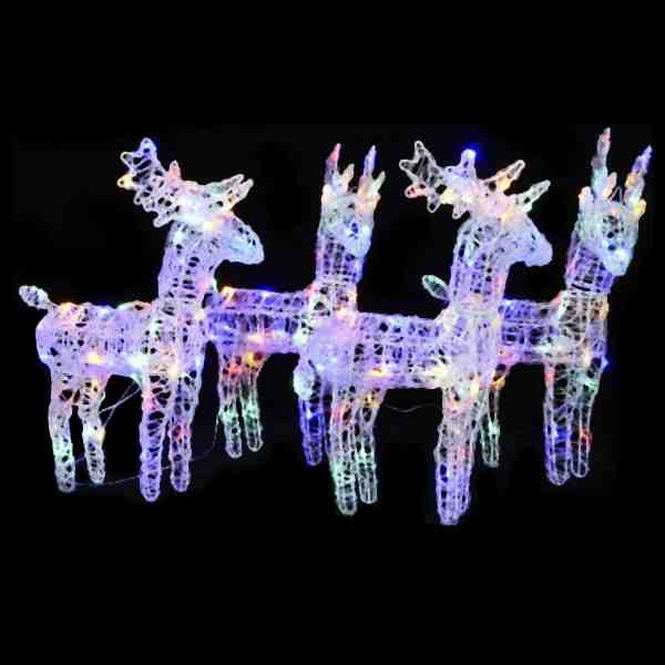 vidaXL LED-Rentiere 4 Stück Mehrfarbig 160 LEDs Acryl, 3154261