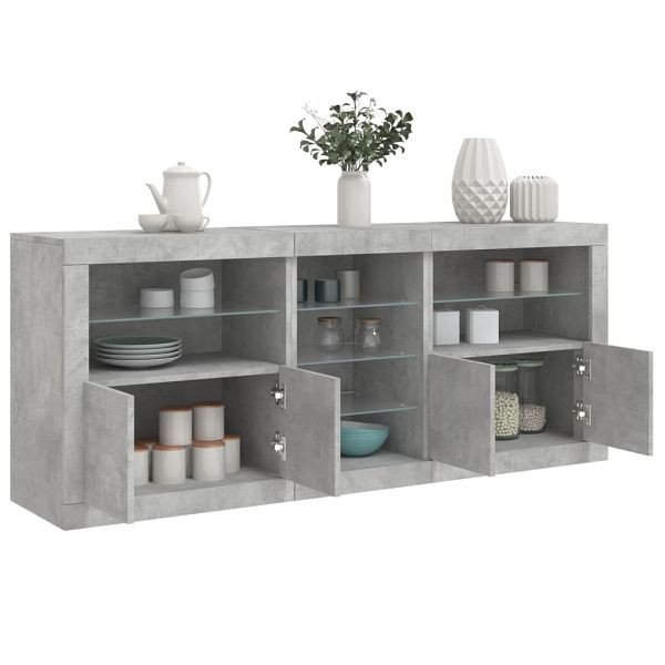 vidaXL Sideboard mit LED-Leuchten Betongrau 181,5x37x67 cm, 3209040