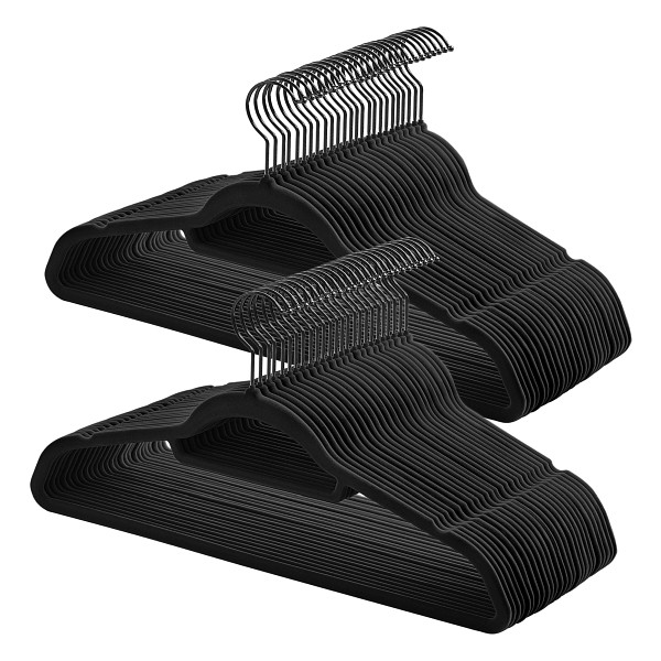 SONGMICS Samtbügel, Tintenschwarz, 43,5x22,5x0,6 cm, CRF021B02
