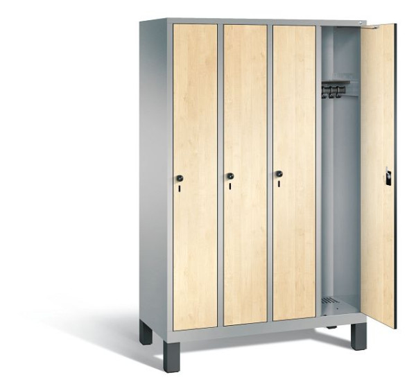 C+P Garderobenschrank Evolo, H1850xB1190xT500mm, Farbe: Weißaluminium / Dekor Donau-Ahorn, 48010-40 S10758