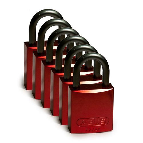 Brady Vorhängeschlösser aus Aluminium, VE: 6 Stück, lichte Bügelhöhe 25,40 mm, rot, 307978