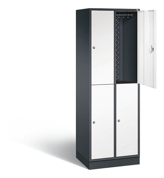 C+P Spind doppelstöckig Intro, H1950xB620xT490mm, Farbe: Schwarzgrau / Verkehrsweiß, 8270-201 S10090