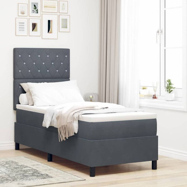 vidaXL Boxspringbett mit Matratze Dunkelgrau 80 x 200 cm Samt, 3339729