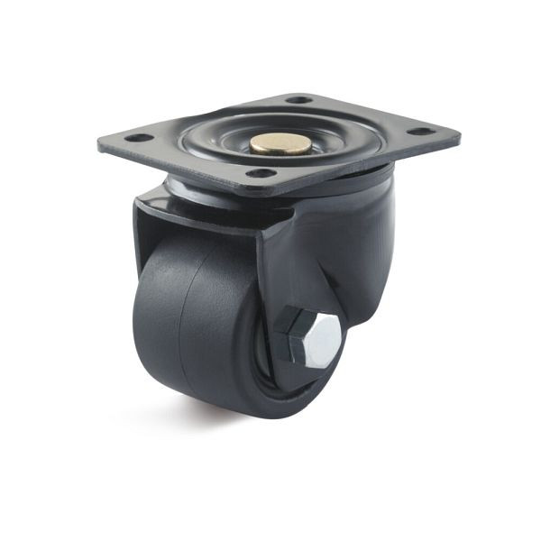 Torwegge Polyamid Apparate Rolle, Tragfähigkeit 300 kg, Rad-Ø 50 mm, Radbreite 38 mm, Gesamtbauhöhe 79 mm, Rückenloch-Ø 16 mm, 0054910