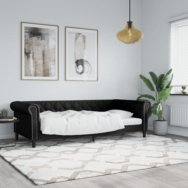 vidaXL Tagesbett Schwarz 90x200 cm Kunstleder, 354226, 8720845955212