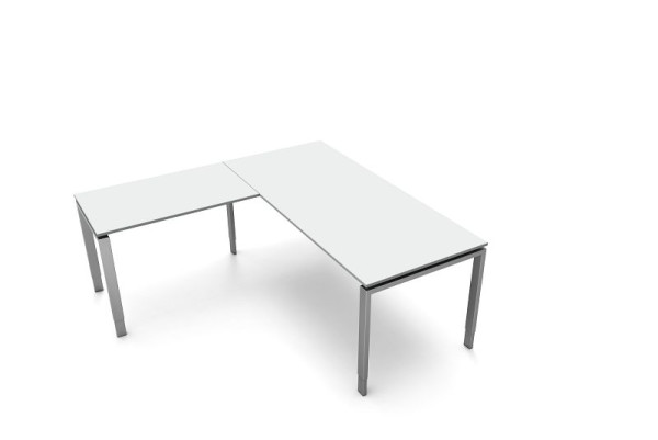 Kerkmann Schreibtisch, B 1800 x T 800 x H 680-820 mm mit Anbautisch, Form 5, Farbe: lichtgrau, 11415311
