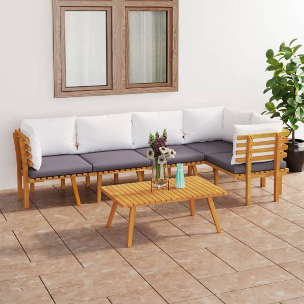 vidaXL 6-tlg. Garten-Lounge-Set mit Kissen Massivholz Akazie, 3087027