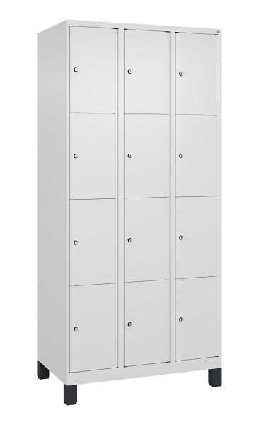 C+P Schließfachschrank Classic PLUS, Füße, 3 Abteile mit je 4 Fächern, 1950x900x500mm, 9016/9016, 080010-304 S10014
