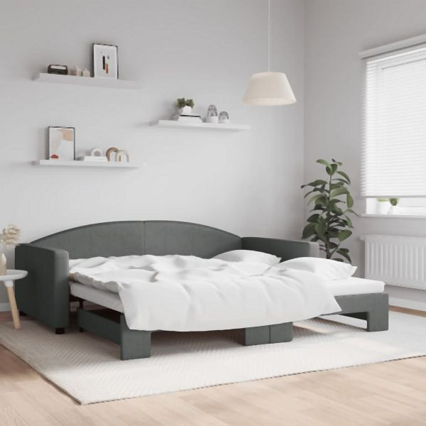 vidaXL Tagesbett Ausziehbar Dunkelgrau 100x200 cm Stoff, 3197194