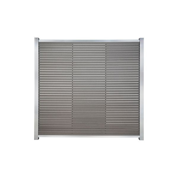 T&J HÖRVIG-Serie BPC-Steckzaun, 180 x 180 cm, SCHIEFERGRAU, inkl. Start-& Abschluss SILBER, 44551