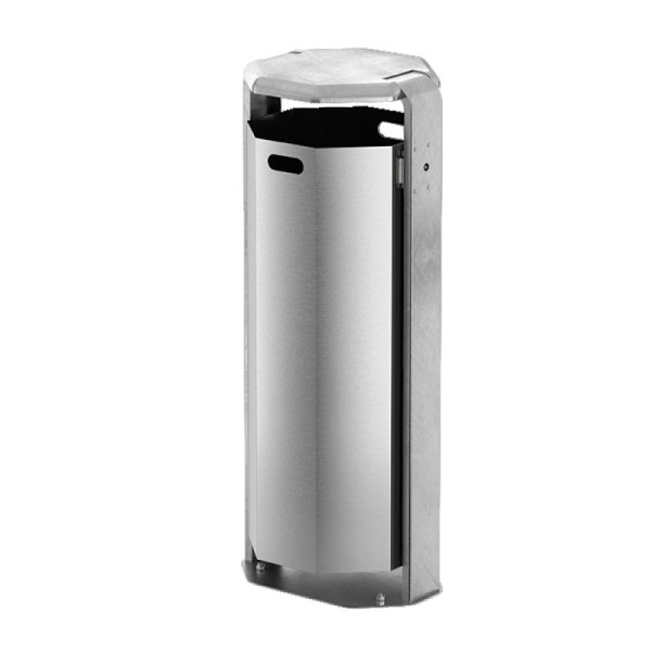 Stein HGS Abfallbehälter 'City 700' mit Abdeckung, ohne Farbe, ohne Ascher, zum Aufschrauben mit Bodenplatte (140x180x5mm), 12705-0101