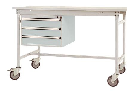 Manuflex Gehäuse-Unterbau mobil, Nutzhöhe 3 Schubfächer mm mit lichtgrau RAL 7035, für Tischtiefe 800 mm, Lichtgrau, ZB4632.7035