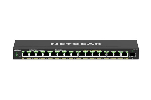 Netgear 16-Port managed Switch, 15x PoE+, 1x SFP, 231W, GS316EPP-100PES