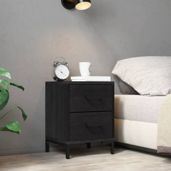 vidaXL Nachttisch Schwarz 36x30x45 cm Massivholz Kiefer, 349912