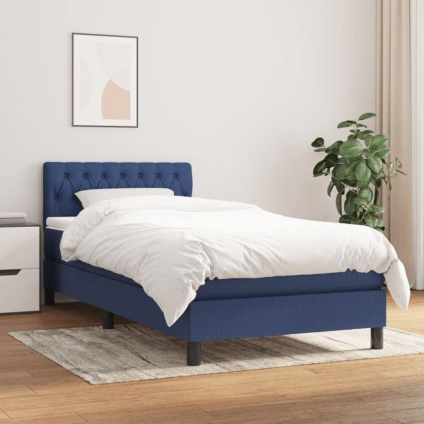 vidaXL Boxspringbett mit Matratze Blau 90x190 cm Stoff, 3140263