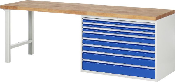 RAU Werkbank Serie 7000 - Modell 7719, B2500 x T700 x H890 mm, Systemunterbau B2500 x T650 x H850 mm, 03-7719A1-257B4M.11