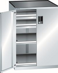 LISTA Schubladenschrank 36x36E (BxTxH) 717x753x1020mm CODE Lock, Lichtgrau, 2 Schubladen, 2 Auszugböden, Tragkraft Auszugböden: 200 kg, 79.436.020.C