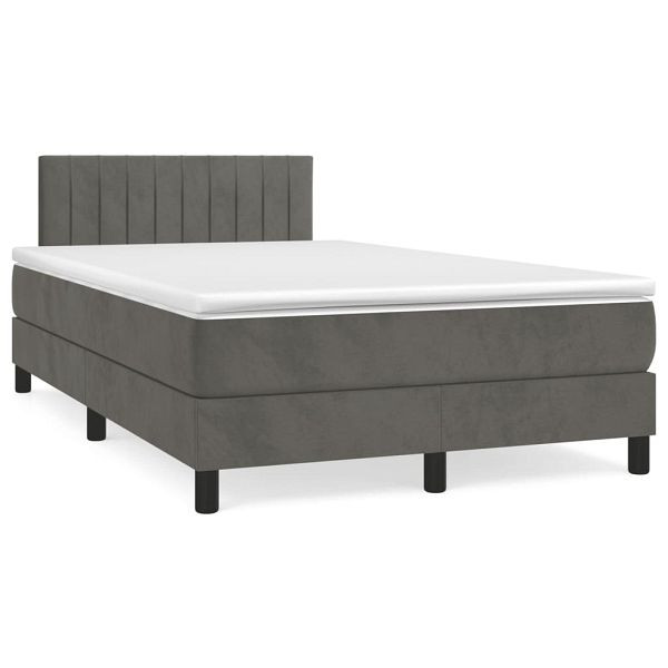 vidaXL Boxspringbett mit Matratze & LED Dunkelgrau 120x190 cm Samt, 3270166