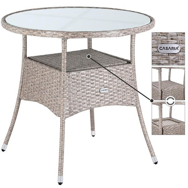 casaria Polyrattan Tisch Creme Ø80cm, Balkontisch, 108000
