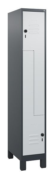 C+P Z-Spind Classic PLUS, Füße, 2 Abteile, 1800x300x500mm, 7016/7035, Drehriegel, 0800137-102 S10013