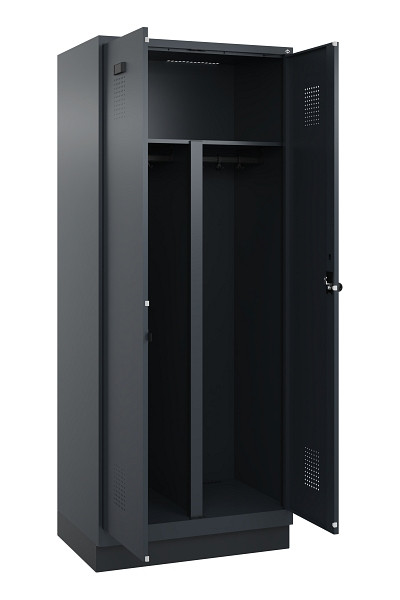 C+P PSA Schwarz-Weiß-Spind Evolo PLUS, mit Sockel, 2 Abteile, 1950x800x500mm, 7016, RAL 7016 Anthrazitgrau, Drehriegel, 049022-22P S10016