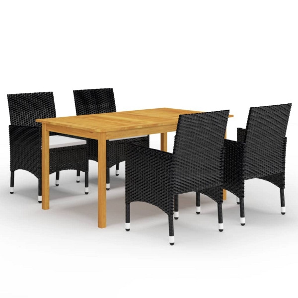 vidaXL 5-tlg. Garten-Essgruppe Schwarz, Massivholz, 3067761