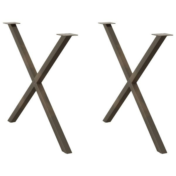 vidaXL Esstischbeine X-Form 2 Stück Naturstahl 90x(72-73) cm Stahl, 4012927