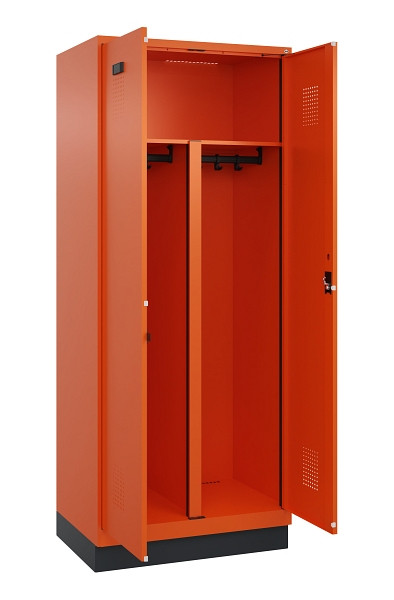 C+P PSA Schwarz-Weiß-Spind Evolo PLUS, mit Sockel, 2 Abteile, 1950x800x500mm, 20, Zylinderschloss, 049022-22P S10050