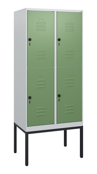 C+P Doppelstöckiger Spind Classic PLUS, Gestell, 2 Abteile, 1950x800x500mm, 7035/6011, Drehriegel, 0803305-22 S10006